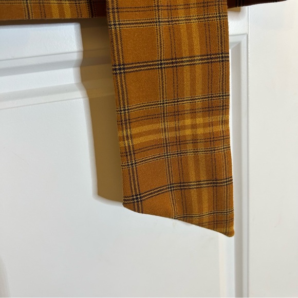 ARITZIA WILFRED DORINE MID RISE FAUX WRAP MINI SKIRT SIZE 4 IN ORANGE PLAID - Picture 4 of 12